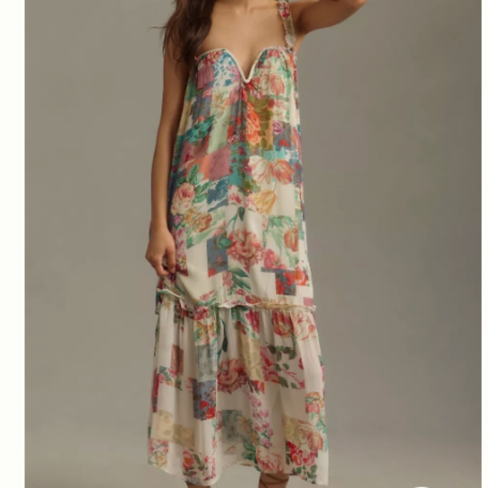 NWT By Anthropologie Chiffon Shift Midi Dress SIZE MP